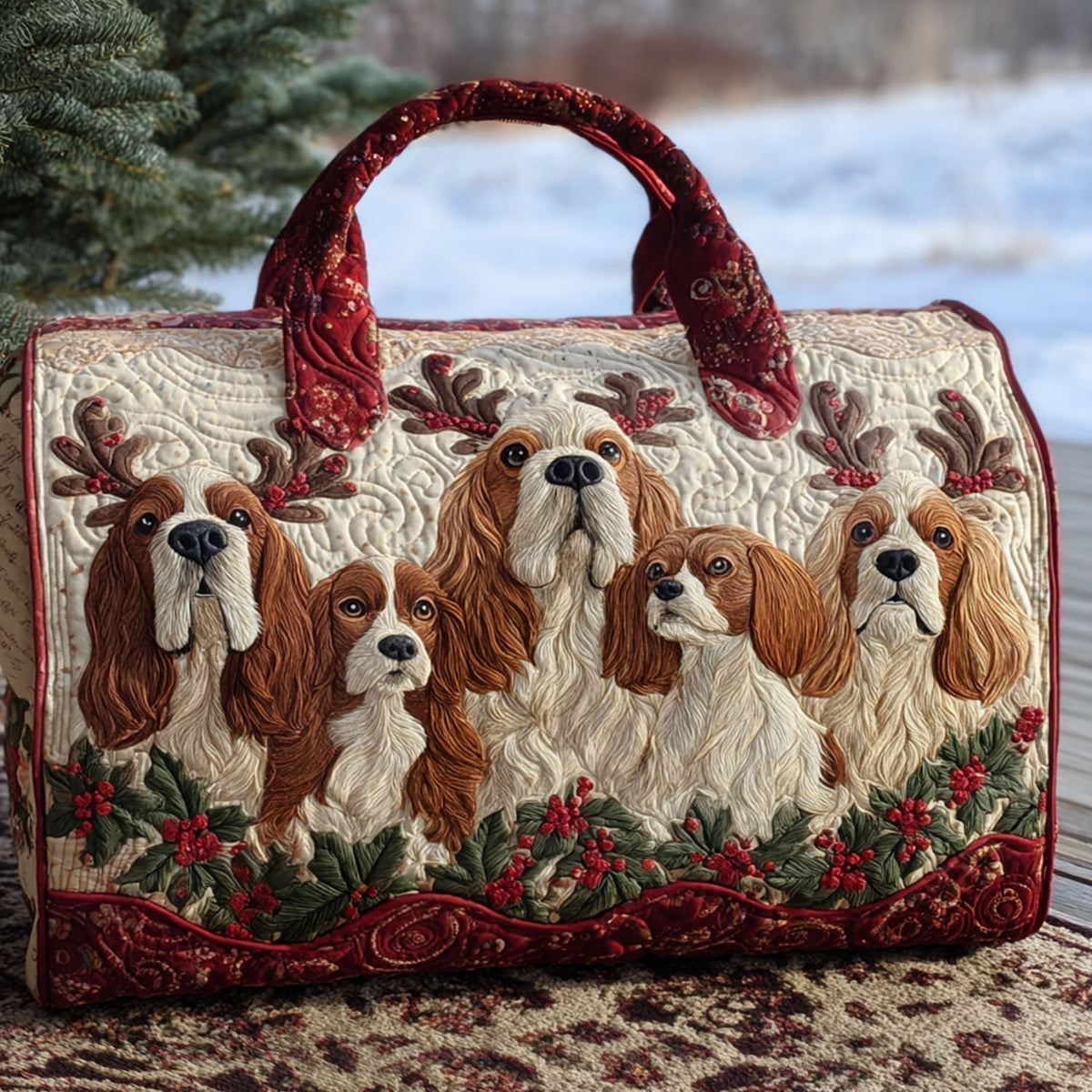 Bolsa de Viaje Acolchada Spaniel Navideño