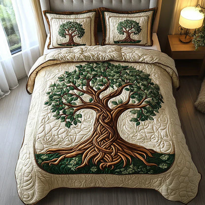 Juego de cama acolchado de 3 piezas - Árbol de la Vida