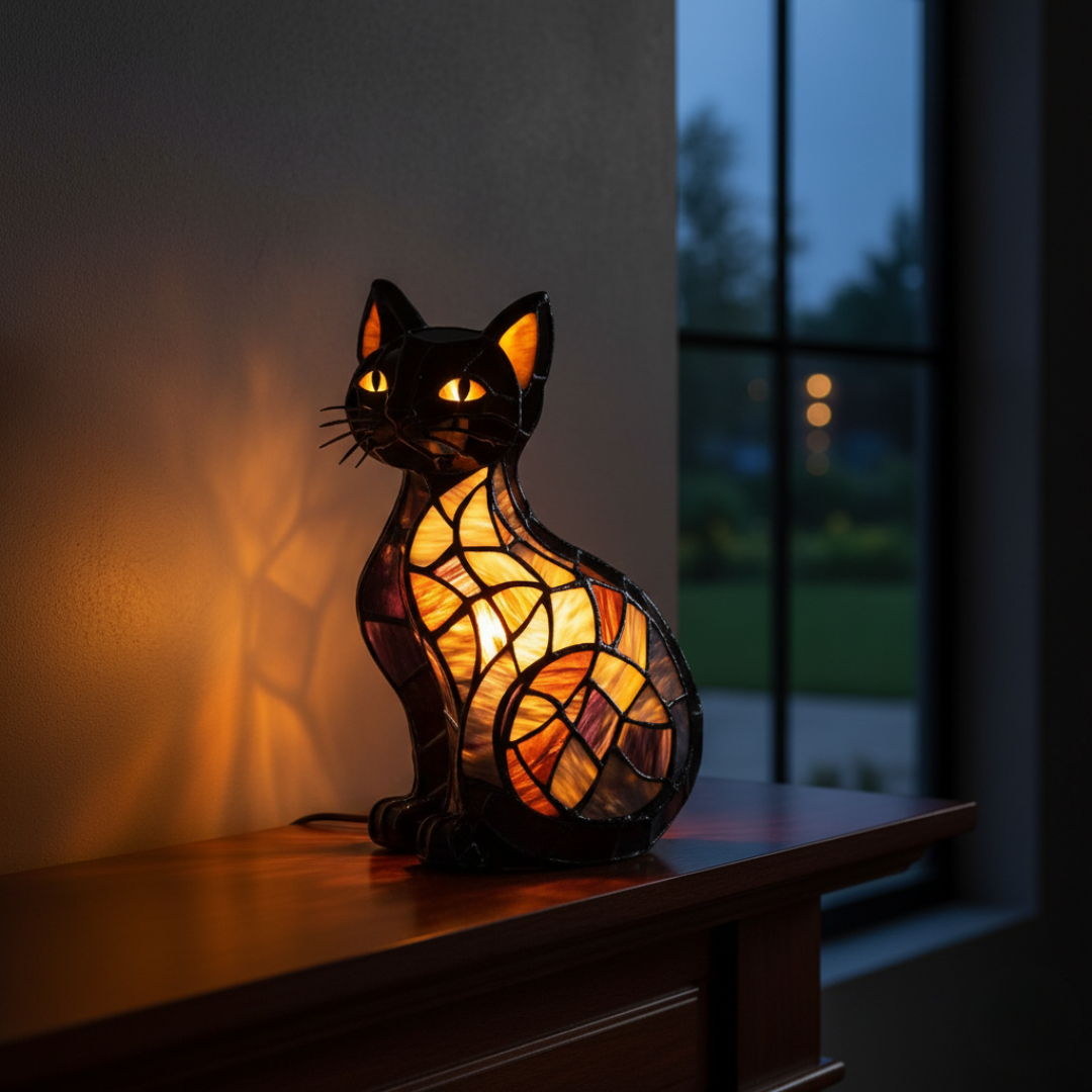 Lámpara Gato Noche Azul
